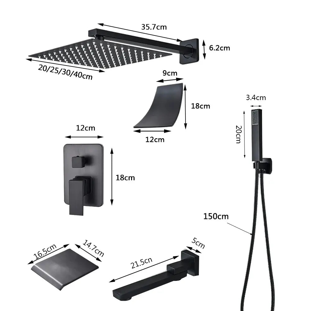 Concealed Wall Mounted Rainfall Shower Kit comfydesigners
