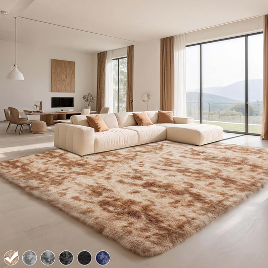 Plush Shag Area Rug, 9x12, Camel