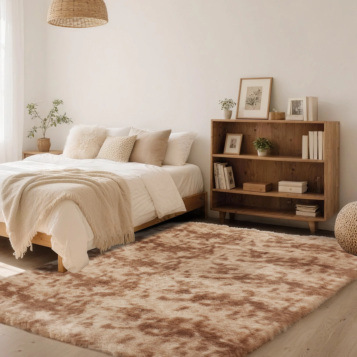 Plush Shag Area Rug, 9x12, Camel
