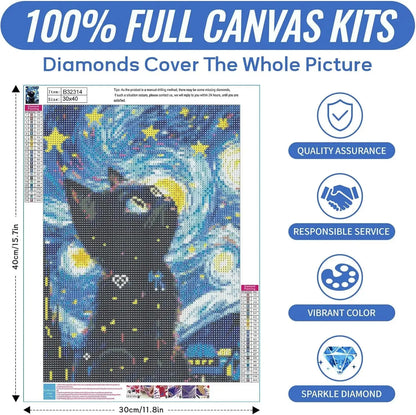 DIY 5D Painting Kit: Black Cat Art for Adults comfydesigners