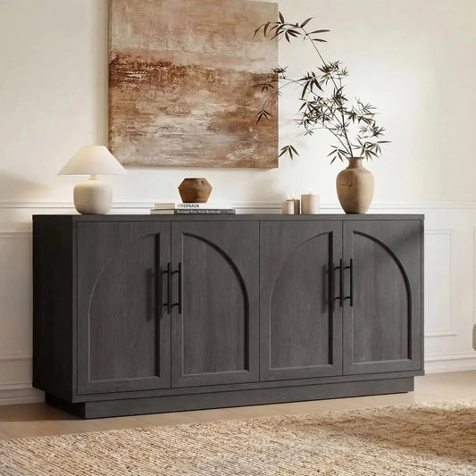 Arched Buffet Sideboard Adjustable Shelves 4-Door Storage comfydesigners