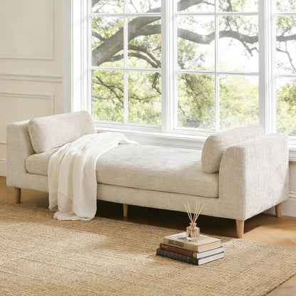 Oversized Tufted Chaise Lounge with Pillows comfydesigners
