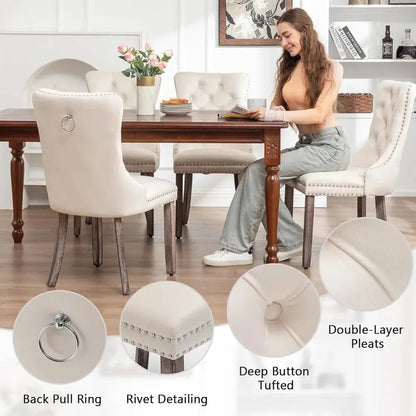 Velvet Dining Chairs, Upholstered with Deep Button Tuffed Back comfydesigners