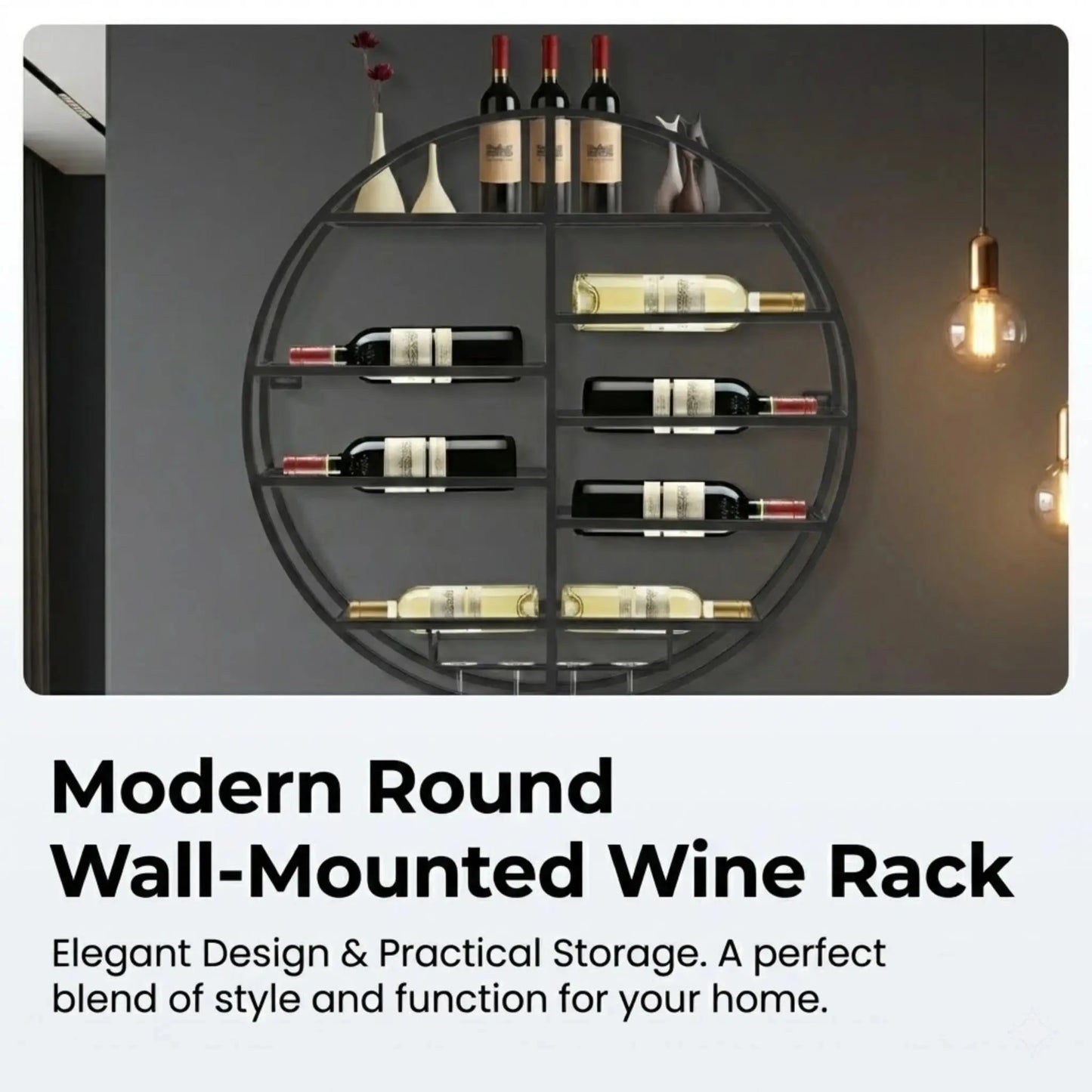 Black Iron Wine Shelf Wall Mounted comfydesigners