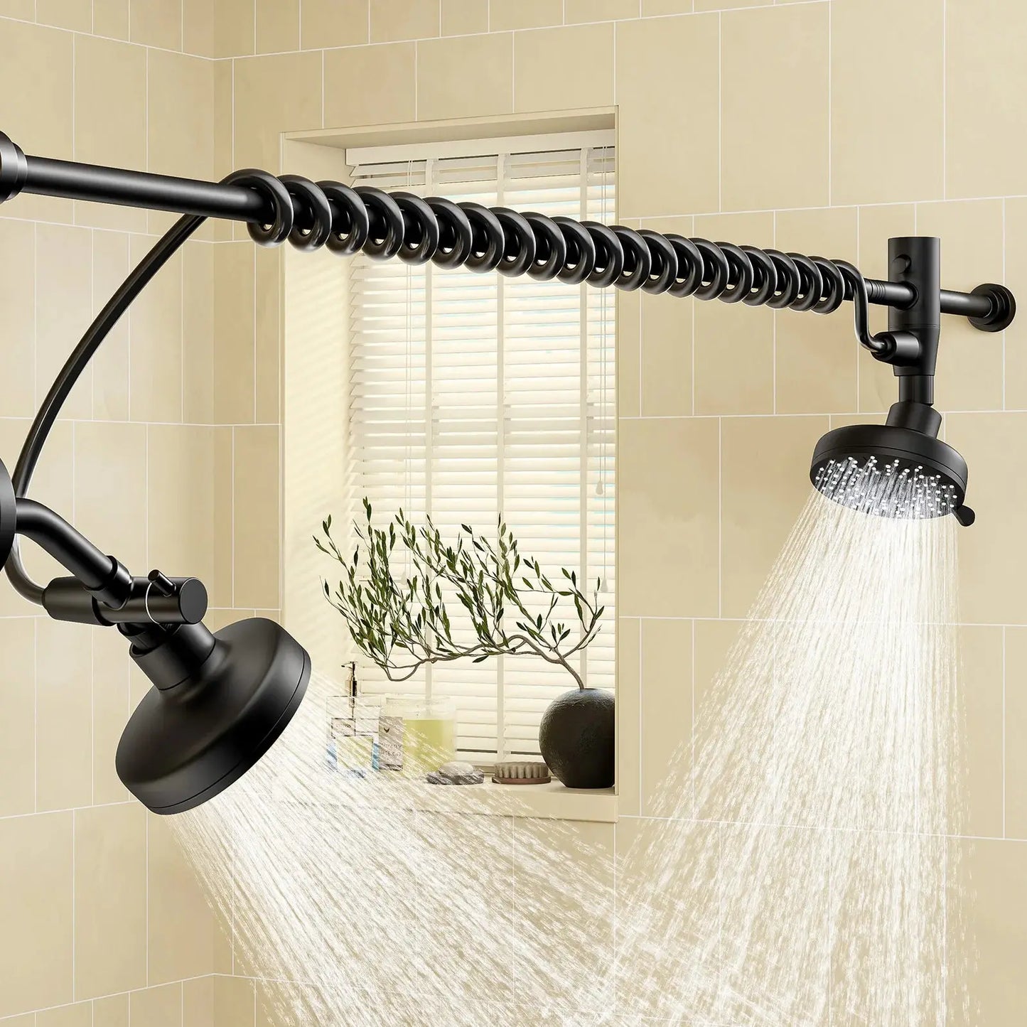 Dual High Pressure Shower Head with Adjustable Slider comfydesigners