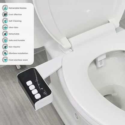 Non-Electric Self-Cleaning Hygienic Bidet Ultra Slim Toilet Seat Attachment comfydesigners