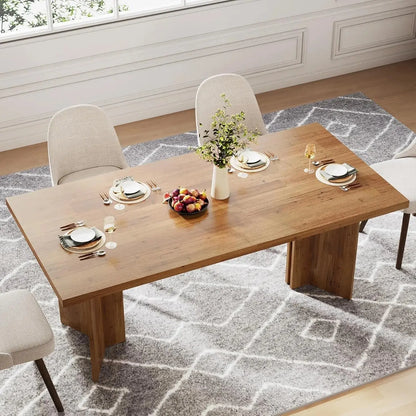63" Farmhouse Dining Table, Seats 6 comfydesigners