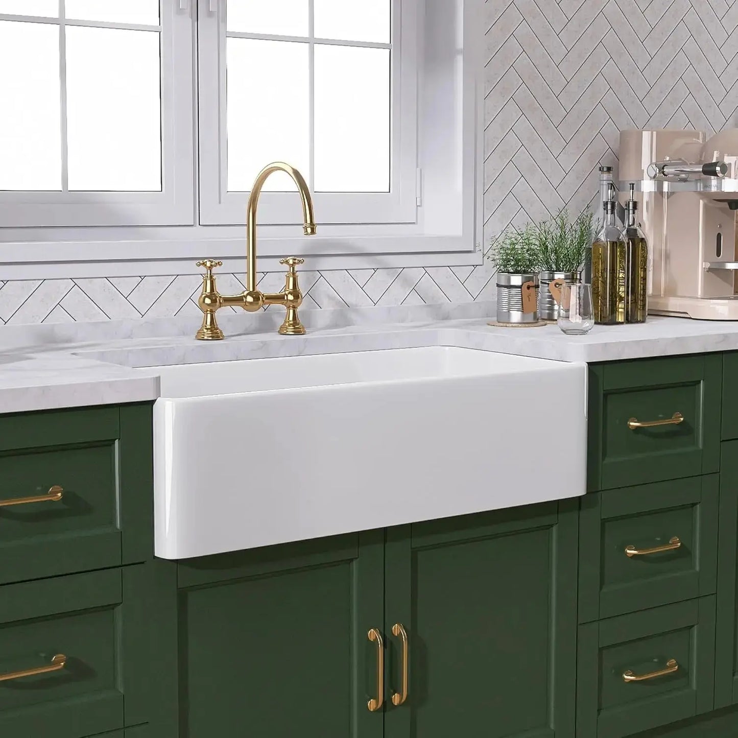 White Fireclay Farmhouse Sink | Apron Front, Single Bowl, Deep Basin Kitchen Sink comfydesigners