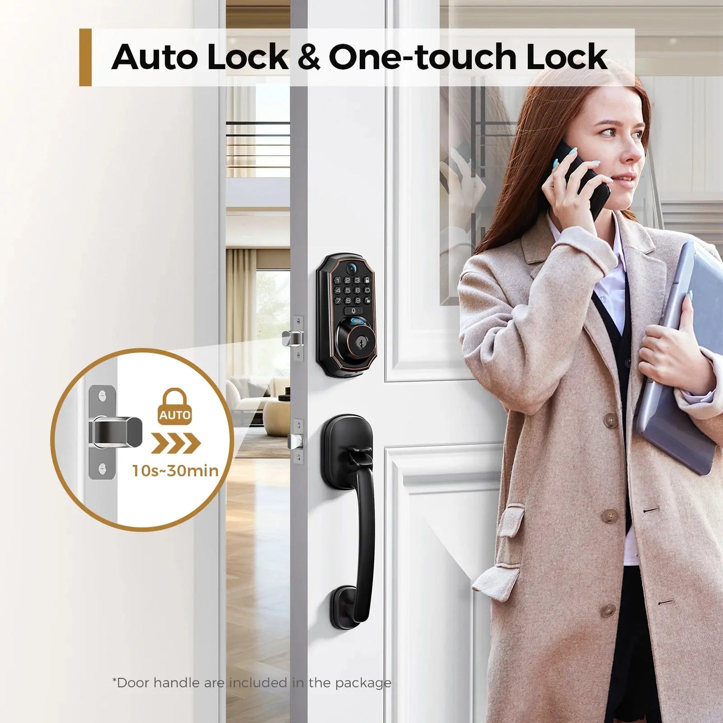 ARPHA Smart Lock D289H Smart WiFi Keyless Door Lock with Camera 5 in 1 Camera Fingerprint Entry App-Controlled Auto-Lock System comfydesigners