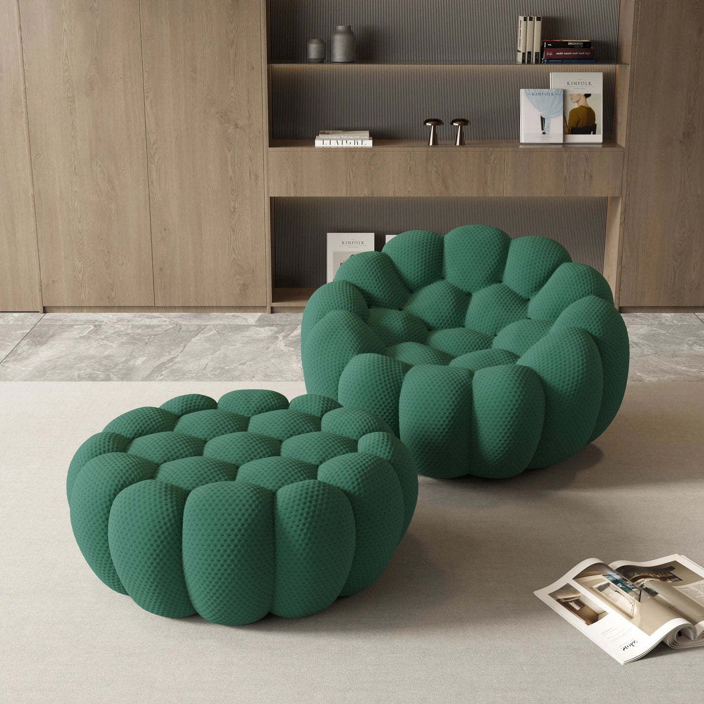 Curved Boneless Sofa with Ottoman