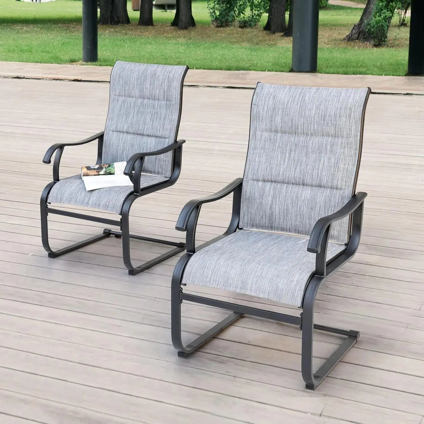 Sit Back. Spring Forward. — Set of 2 Outdoor High-Back Spring Motion Textilene Patio Chairs comfydesigners