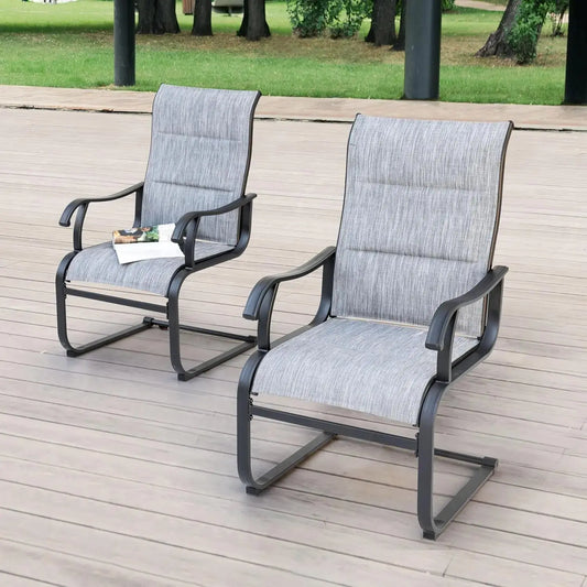 Sit Back. Spring Forward. — Set of 2 Outdoor High-Back Spring Motion Textilene Patio Chairs comfydesigners