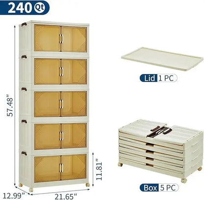 Stack It. Access It. Fold It Away. — Large Capacity Stackable Collapsible Storage Bins, 3 to 5 Tiers comfydesigners