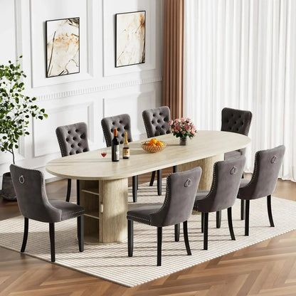 Wooden Extendable Dining Table Set of 8 comfydesigners