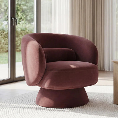 360° Swivel Boucle Barrel Chair — Lumbar