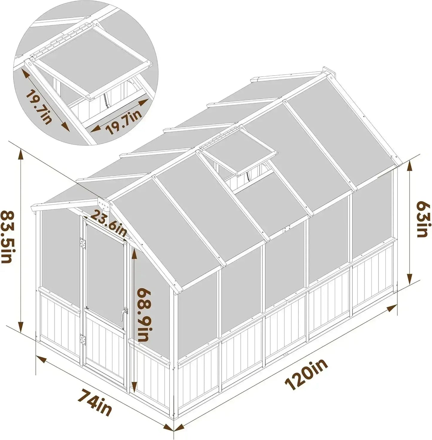 6x10 FT Outdoor Wooden Greenhouse with Lockable Door comfydesigners