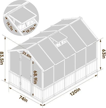 6x10 FT Outdoor Wooden Greenhouse with Lockable Door comfydesigners