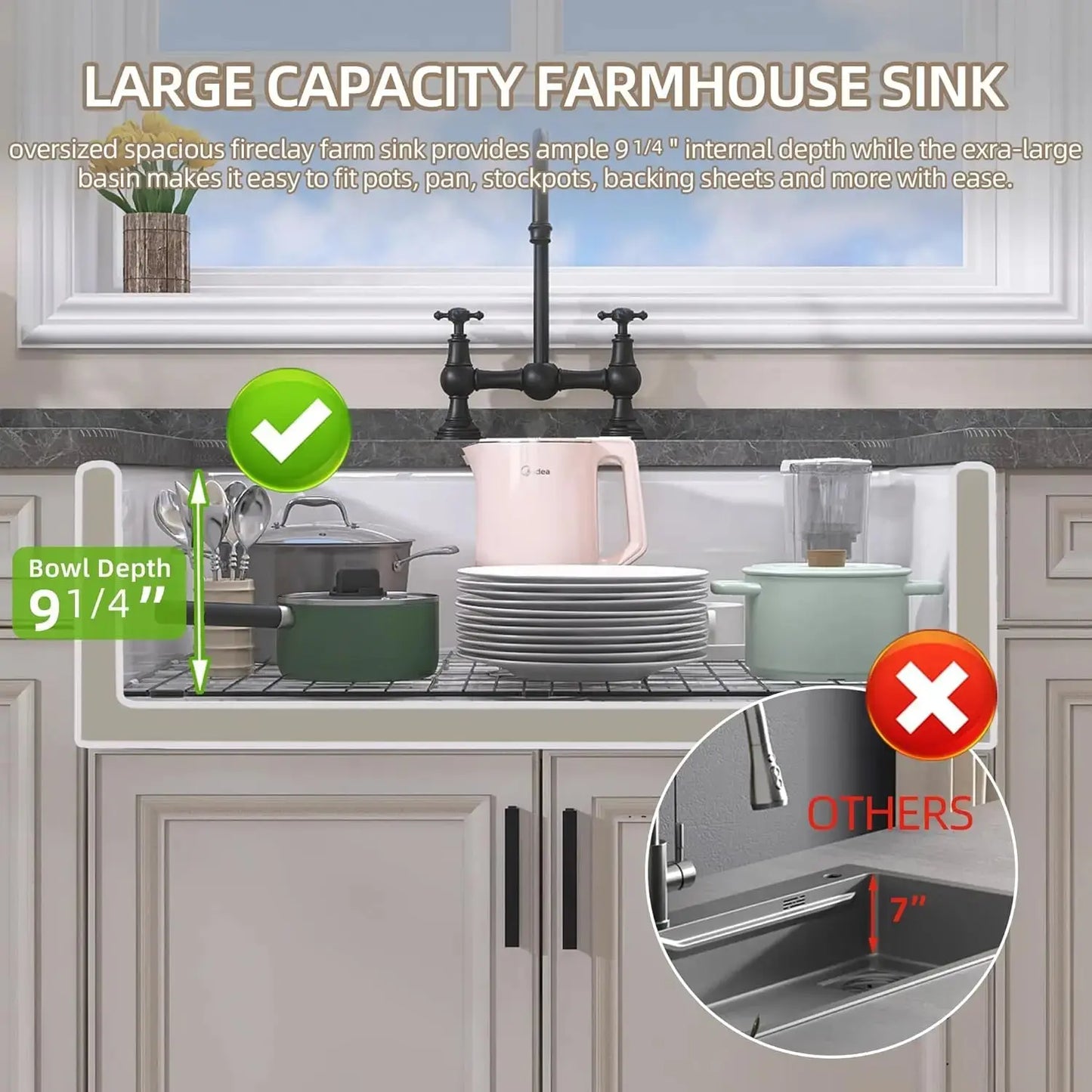 30" White Fireclay Farmhouse Kitchen Sink | Apron Front comfydesigners