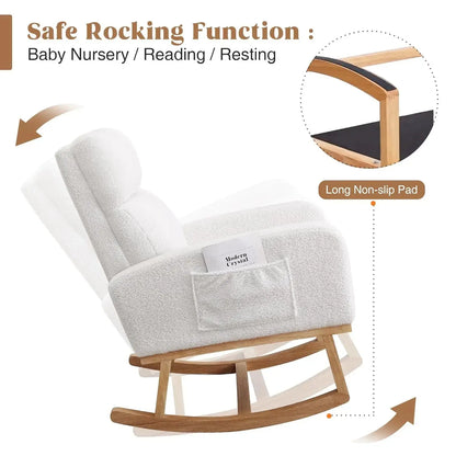 Sherpa Nursery Glider Rocking Chair with Pockets comfydesigners