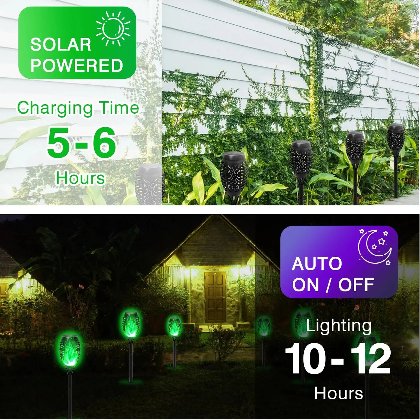 Light Up the Night, Naturally — Solar Flickering Flame Torch Pathway Lights, Sets of 4, 6, 8 & 12 comfydesigners