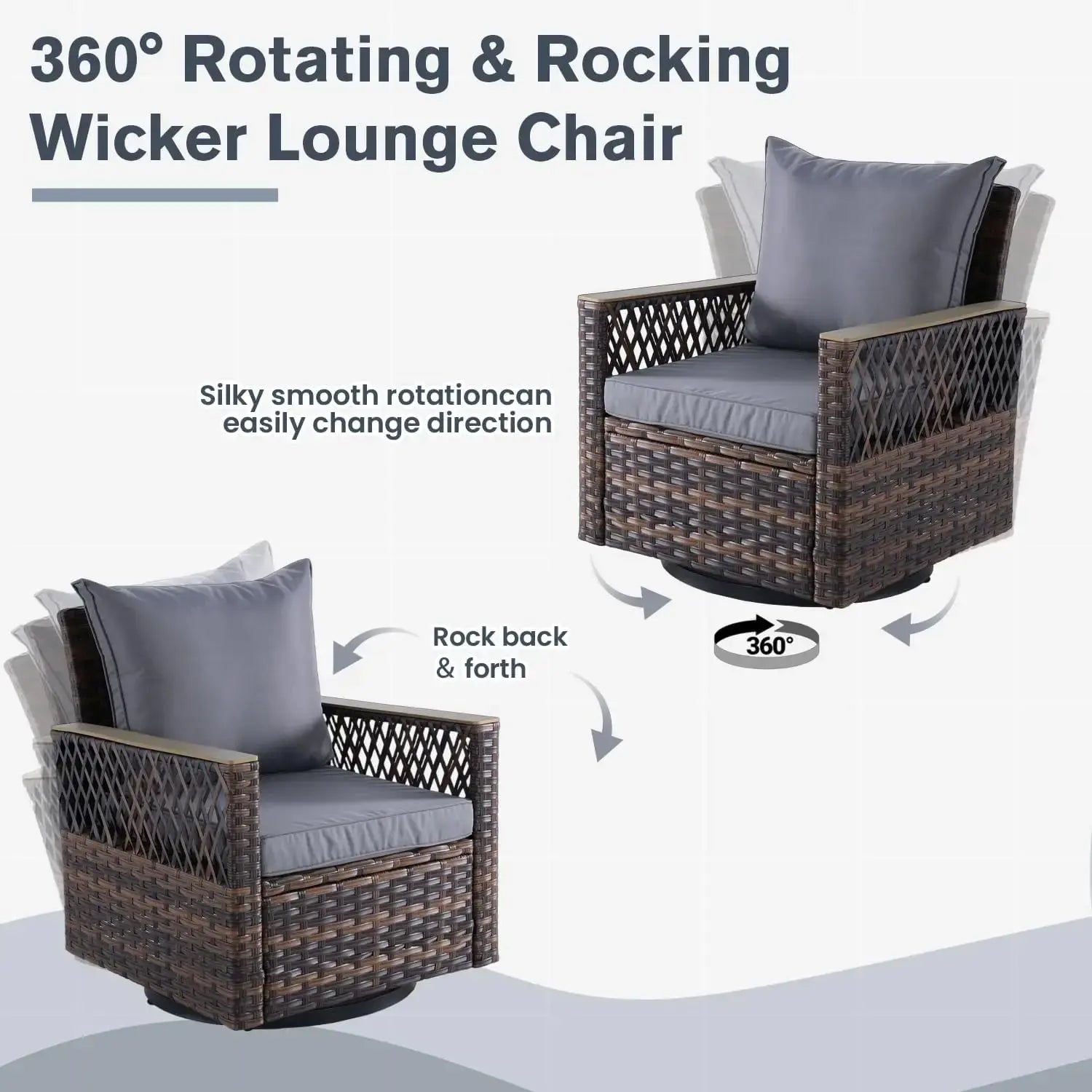 3-Piece All-Weather Wicker Patio Bistro Set | Swivel Glider Chairs comfydesigners