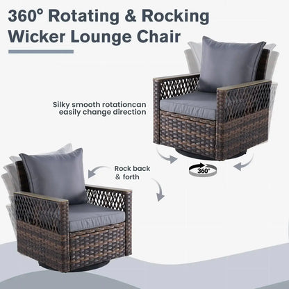 3-Piece All-Weather Wicker Patio Bistro Set | Swivel Glider Chairs comfydesigners