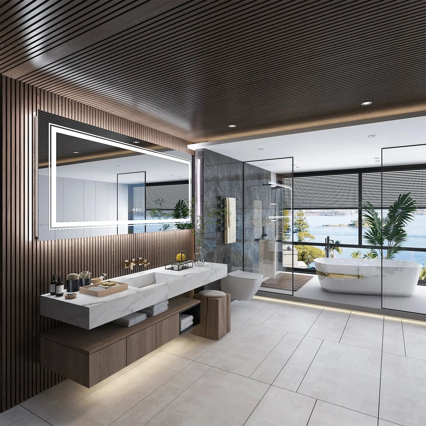 LED Backlit Bathroom Mirror | Dimmable, Anti-Fog, Touch Control comfydesigners