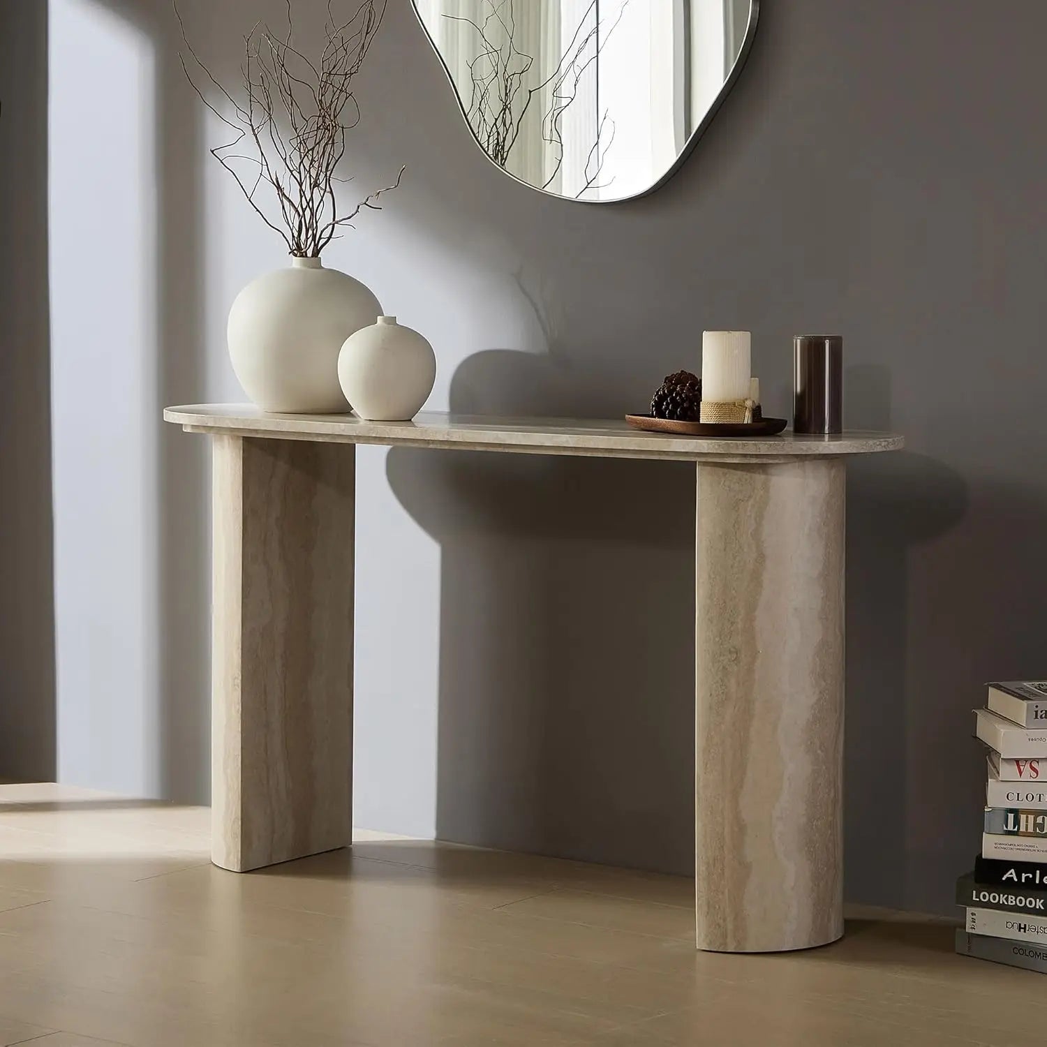Curved Marble Console Table — 55"