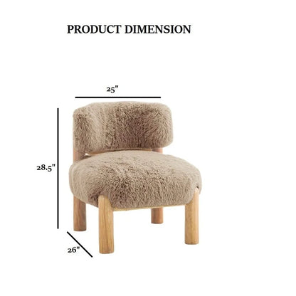 Mushroom Fur Accent Chair — Wooden Legs