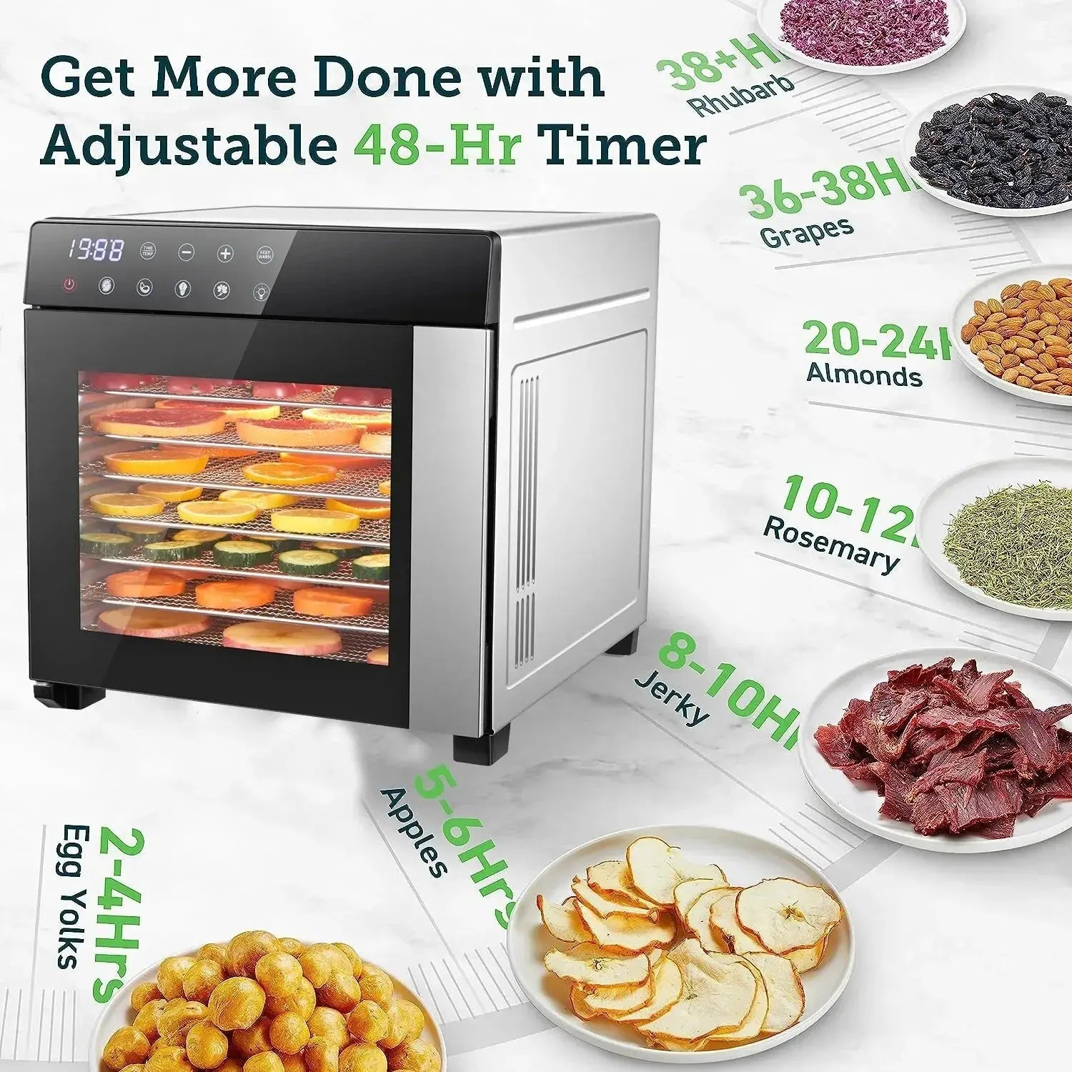 8-Tray Stainless Steel Food Dehydrator | 600W, Digital Timer & 4 Smart Presets comfydesigners