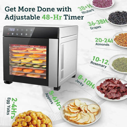 8-Tray Stainless Steel Food Dehydrator | 600W, Digital Timer & 4 Smart Presets comfydesigners