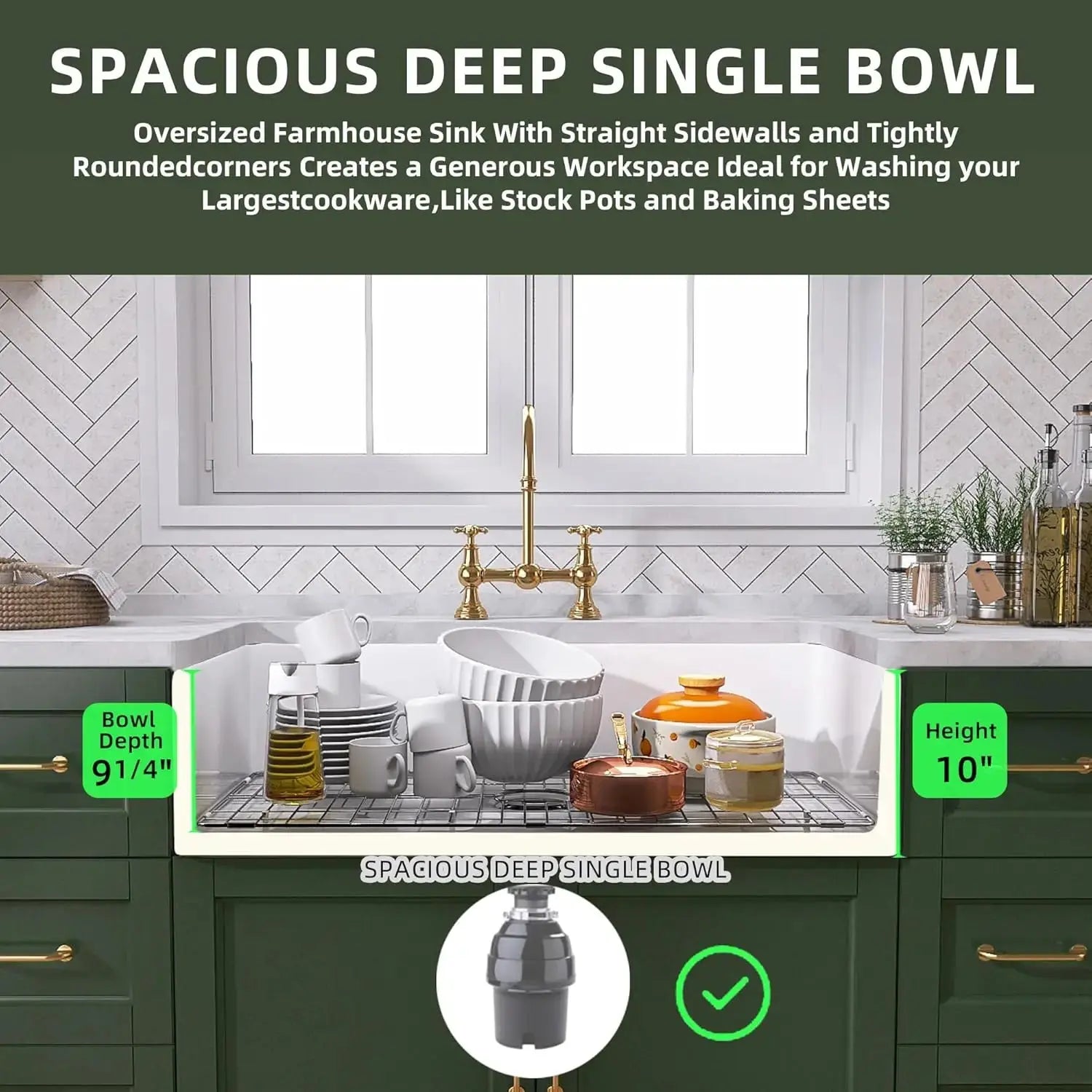 White Fireclay Farmhouse Sink | Apron Front, Single Bowl, Deep Basin Kitchen Sink comfydesigners