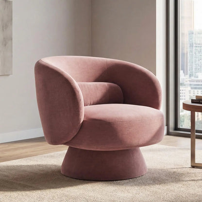 360° Swivel Boucle Barrel Chair — Lumbar