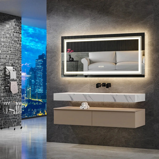 LED Backlit Bathroom Mirror | Dimmable, Anti-Fog, Touch Control comfydesigners