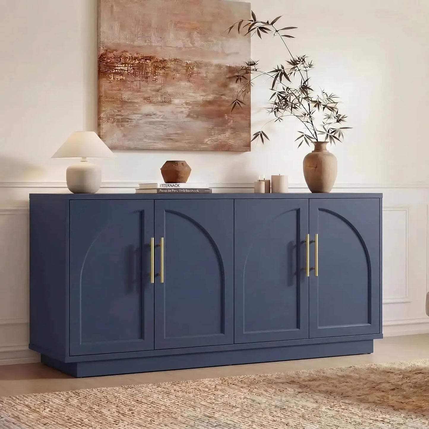 Arched Buffet Sideboard Adjustable Shelves 4-Door Storage comfydesigners