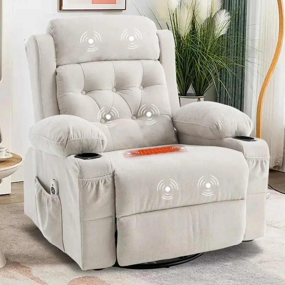 Massage Heated Rocker Recliner Chair with Swivel comfydesigners