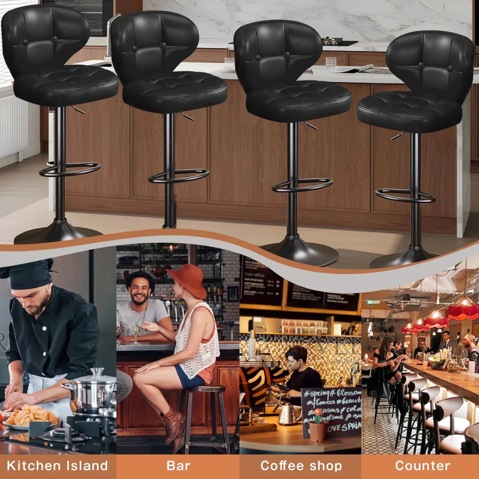 Adjustable Swivel Counter Height Bar Stools, Set of 4 comfydesigners