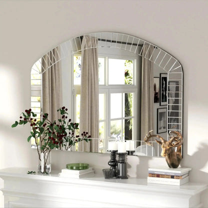 Silver Arched Venetian Beveled Wall Mirror comfydesigners
