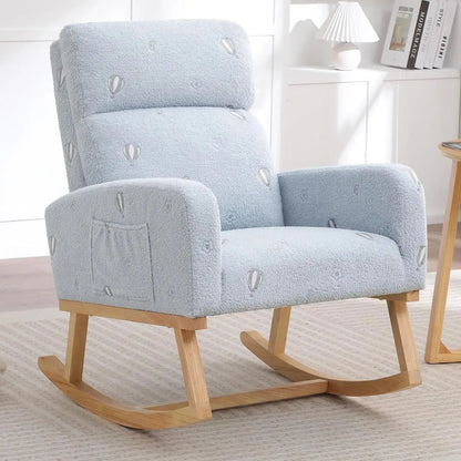 Sherpa Nursery Glider Rocking Chair with Pockets comfydesigners