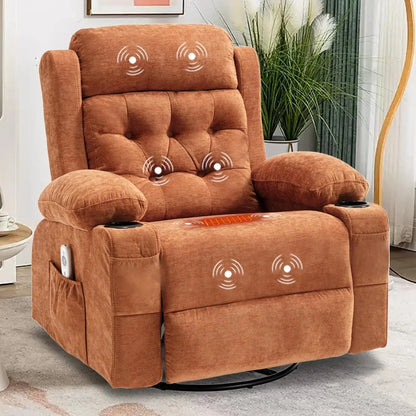 Massage Heated Rocker Recliner Chair with Swivel comfydesigners