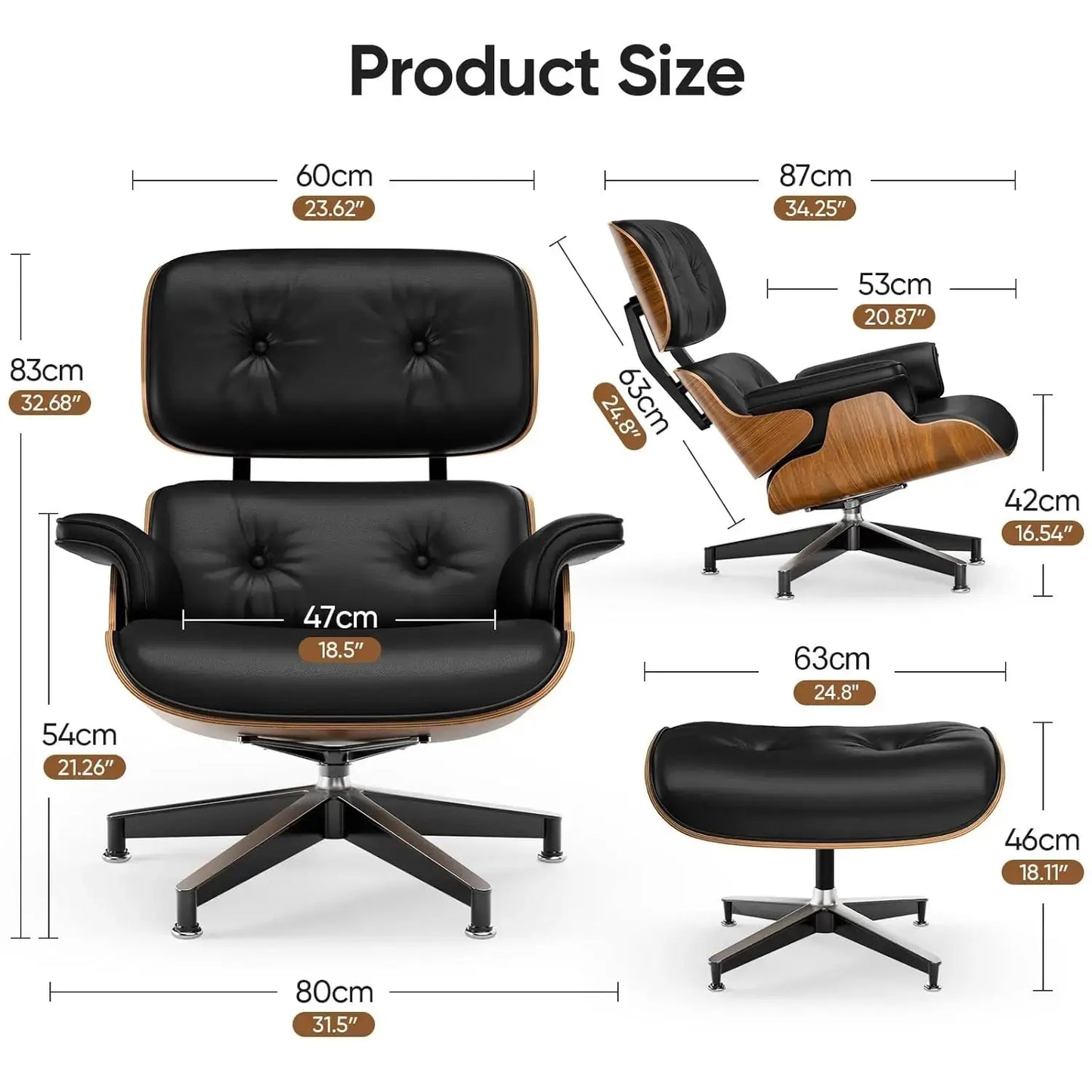 Leather Ergonomic Chaise Lounge with Ottoman comfydesigners