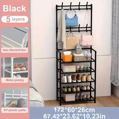 Five Tiers of Order. One Slim Footprint. — Freestanding 5-Tier Coat, Shoe & Storage Rack comfydesigners