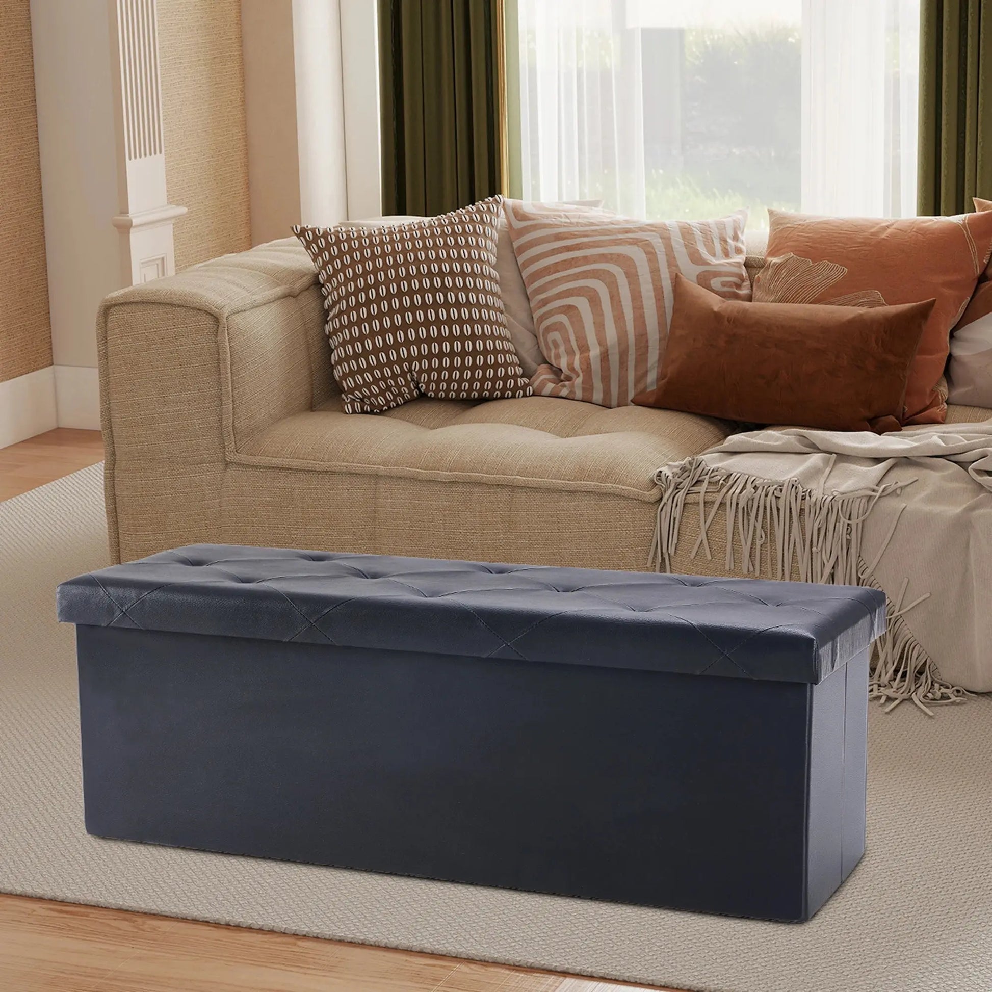 The Cleverest Seat in the Room — 30" Collapsible Leather Storage Ottoman & Footstool comfydesigners