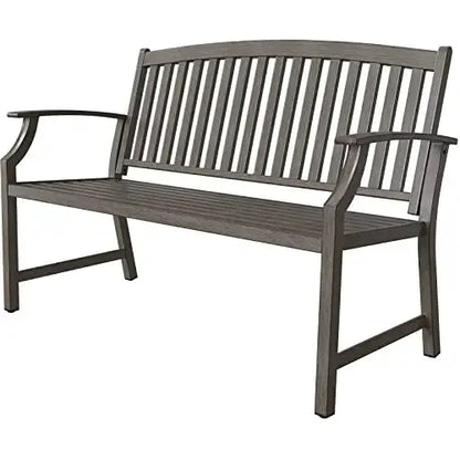 Sit. Stay. Enjoy. — 50" Rust-Resistant Farmhouse Outdoor Bench with Aluminum Seat & Iron Frame comfydesigners