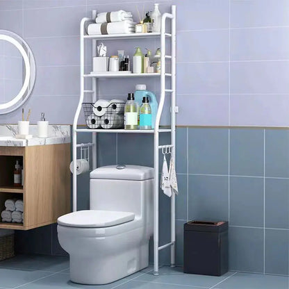 Turn Dead Space into Smart Storage — 3-Tier Over-the-Toilet Shelf with Towel Hooks & Paper Holder comfydesigners