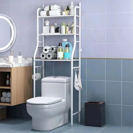 Turn Dead Space into Smart Storage — 3-Tier Over-the-Toilet Shelf with Towel Hooks & Paper Holder comfydesigners