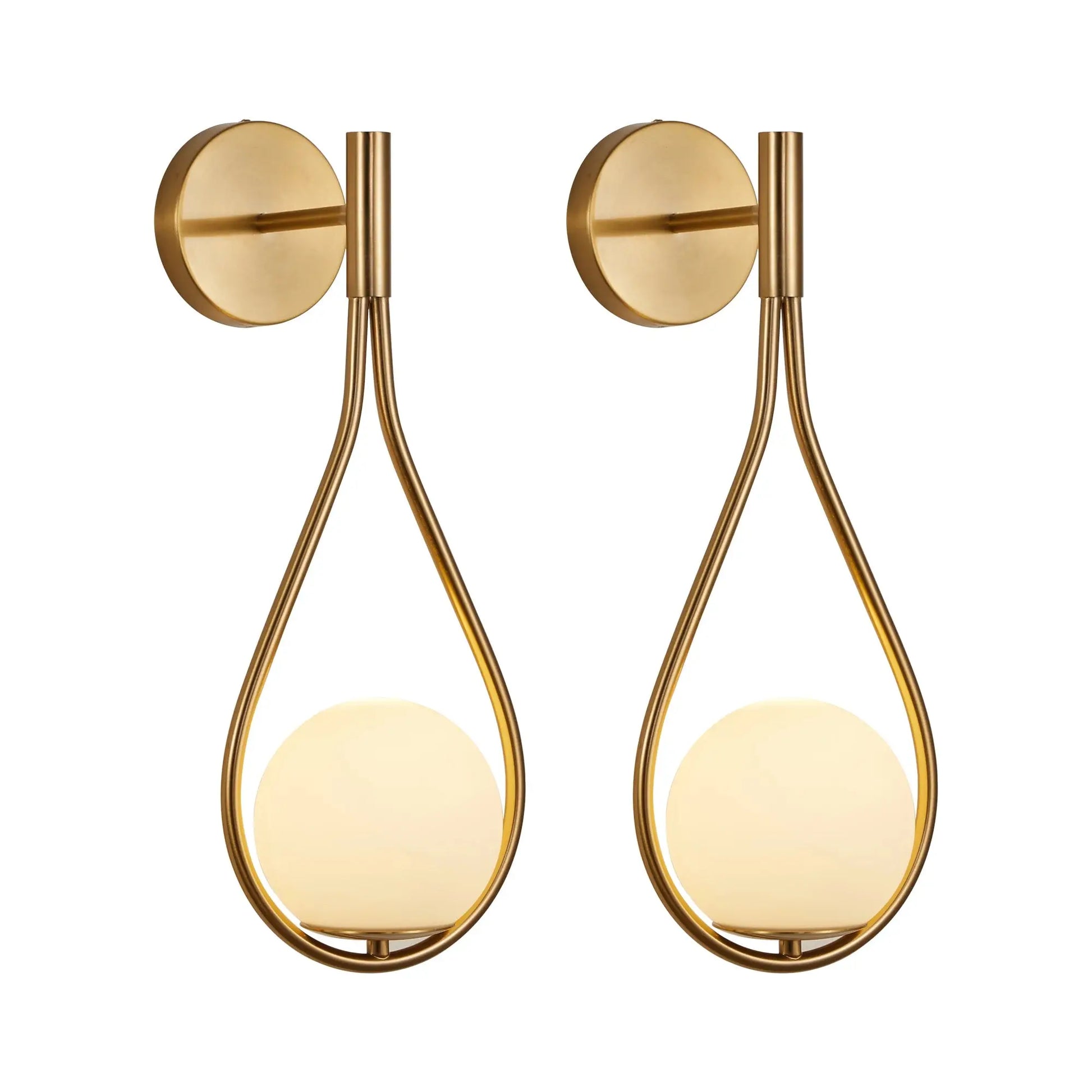 Luxury Golden Wall Sconces with Opal Glass Globe, Set of 2 comfydesigners