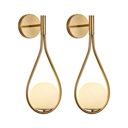 Luxury Golden Wall Sconces with Opal Glass Globe, Set of 2 comfydesigners
