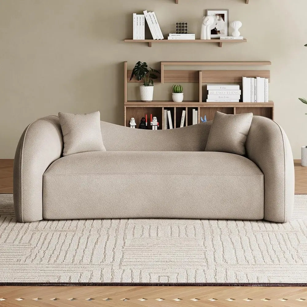 Curved Chenille Sectional Sofa — Deep Seat