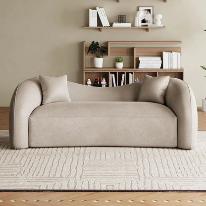 Curved Chenille Sectional Sofa — Deep Seat